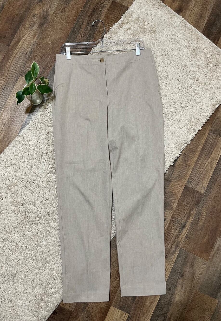 J.Jill Size 10 Beige Straight Leg Tailored High-Rise Trousers Pants